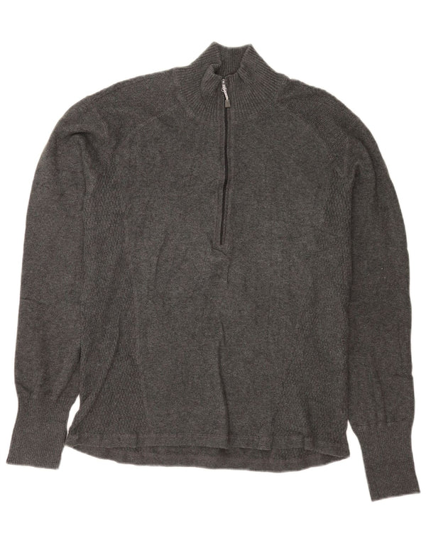 Eddie Bauer Damen-Pullover mit Reißverschluss, UK 18, XL, graue Baumwolle