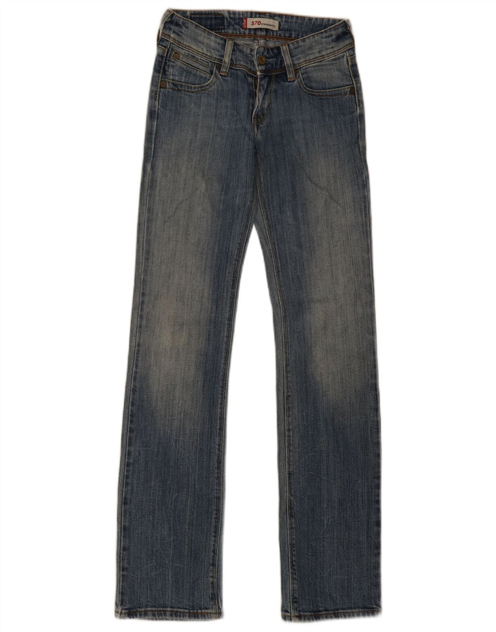 Levi's Womens 570 Straight Jeans W26 L33 Blue Cotton