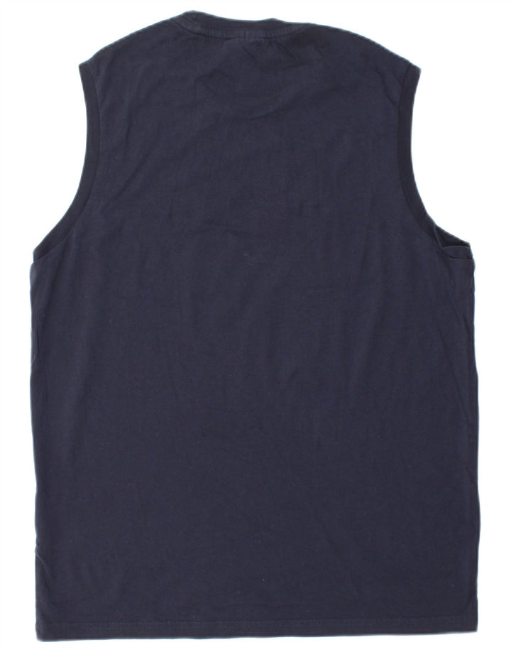 CHAMPION Mens Vest Top Large Navy Blue Cotton