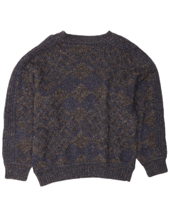 Ellesse Mens Boat Neck Jumper Sweater Medium Navy Blue Wool