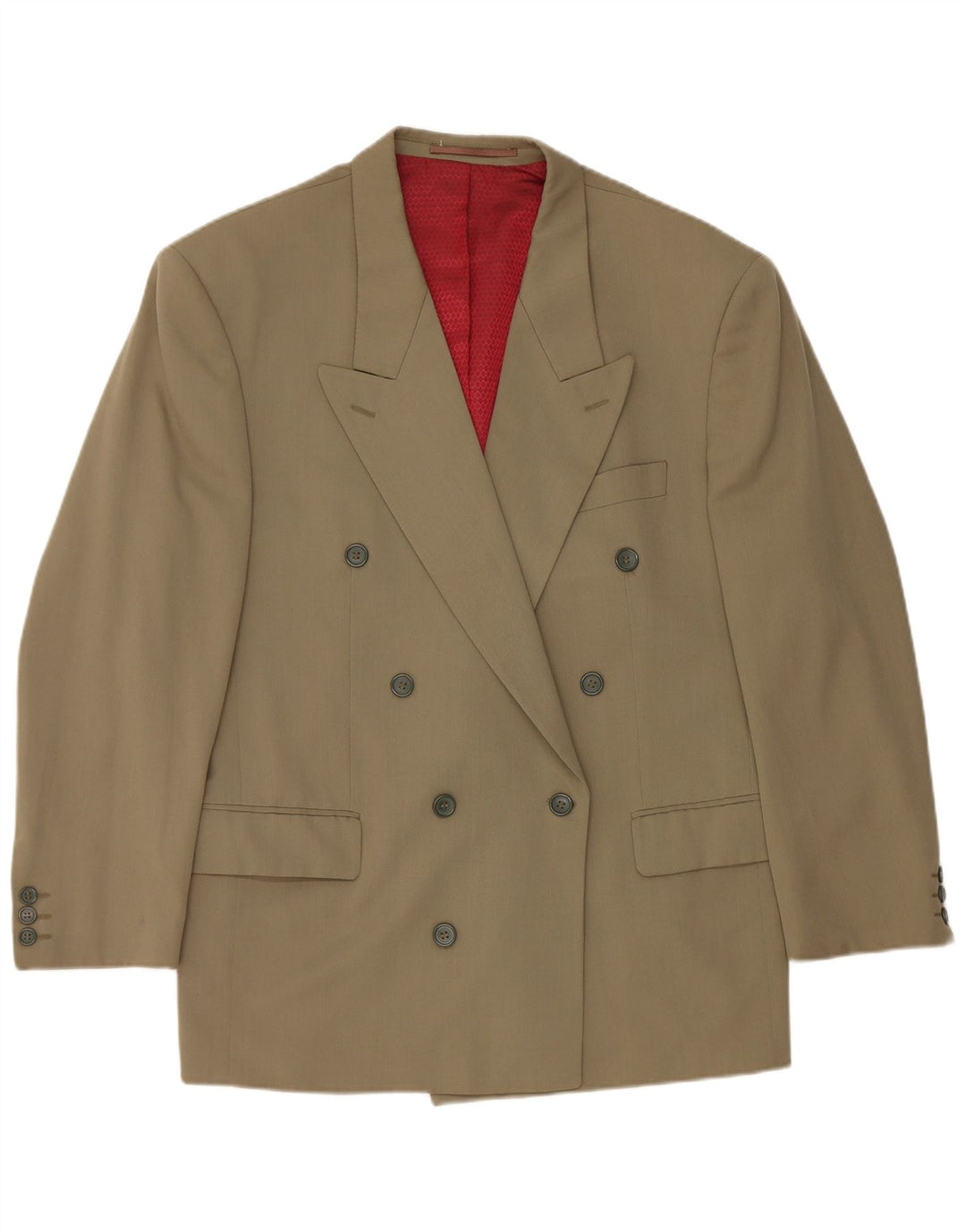 vintage Femme Double Breasted Blazer Veste UK 40 Grande Laine Kaki