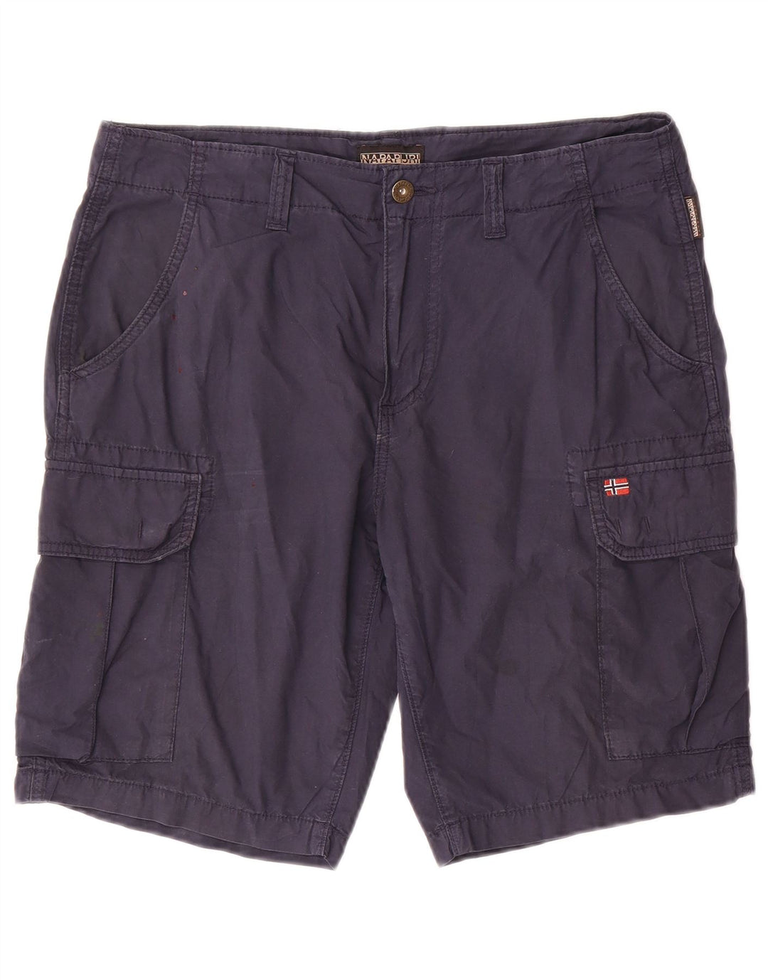 Napapijri Mens Cargo Shorts W33 Medium Navy Blue Cotton