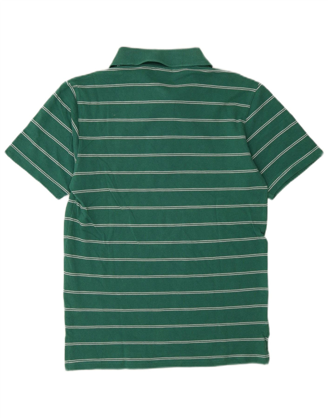 Asics Boys Polo Shirt 13-14 Years Medium  Green Striped Cotton