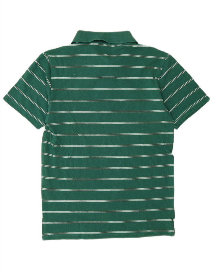 Asics Boys Polo Shirt 13-14 Years Medium  Green Striped Cotton