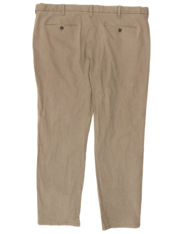 Marks & Spencer Mens Straight Regular Chino Trousers W42 L31 Beige Cotton