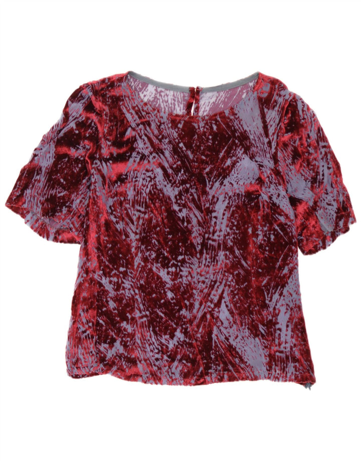 Camicetta vintage da donna con motivo astratto Top IT 46 Large in viscosa bordeaux