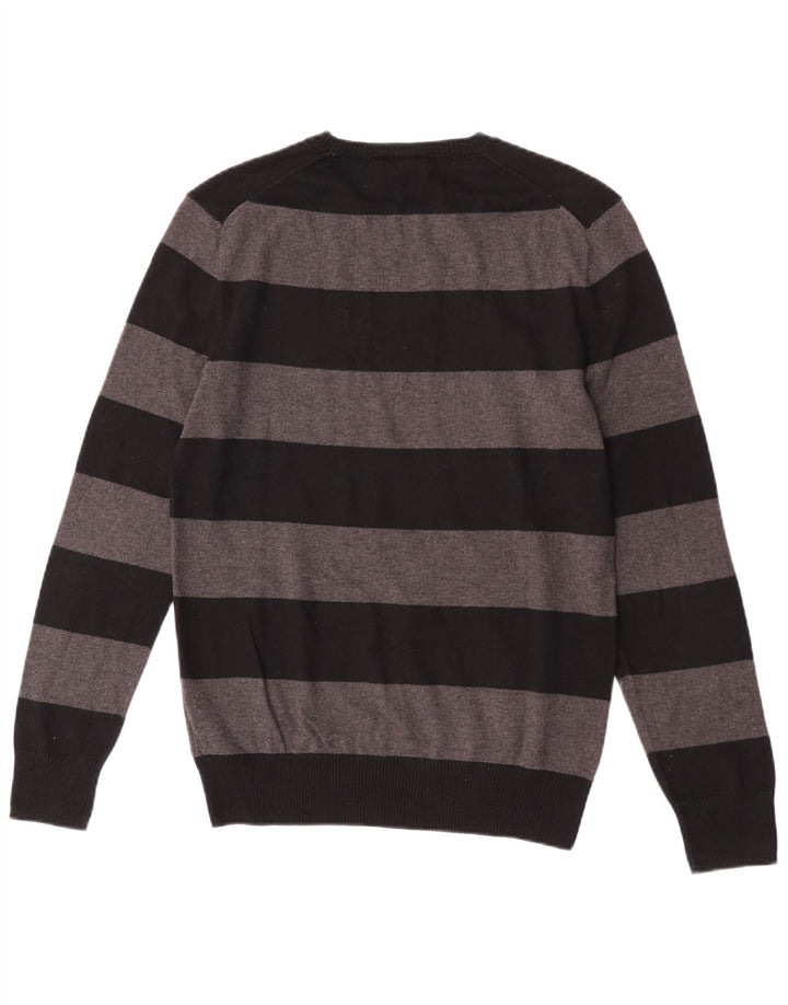 Gap Mens Crew Neck Jumper Sweater Small Grey Striped Cotton