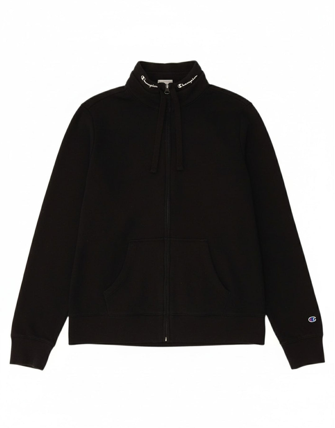 CHAMPION Womens Graphic Tracksuit Top Jacket UK 12 Medium Black Cotton