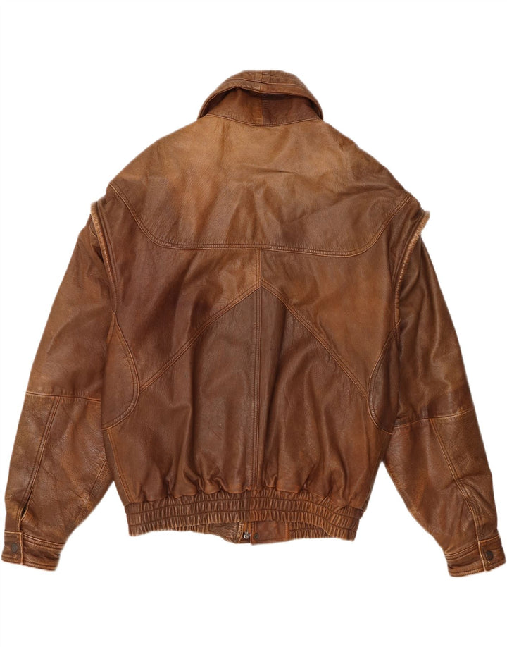 Milan Mens Leather Jacket UK 40 Large Brown Leather
