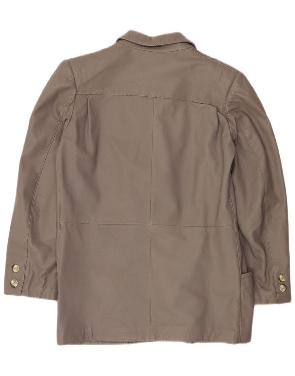 Jaqueta blazer feminina vintage de couro com 2 botões IT 42 cinza médio