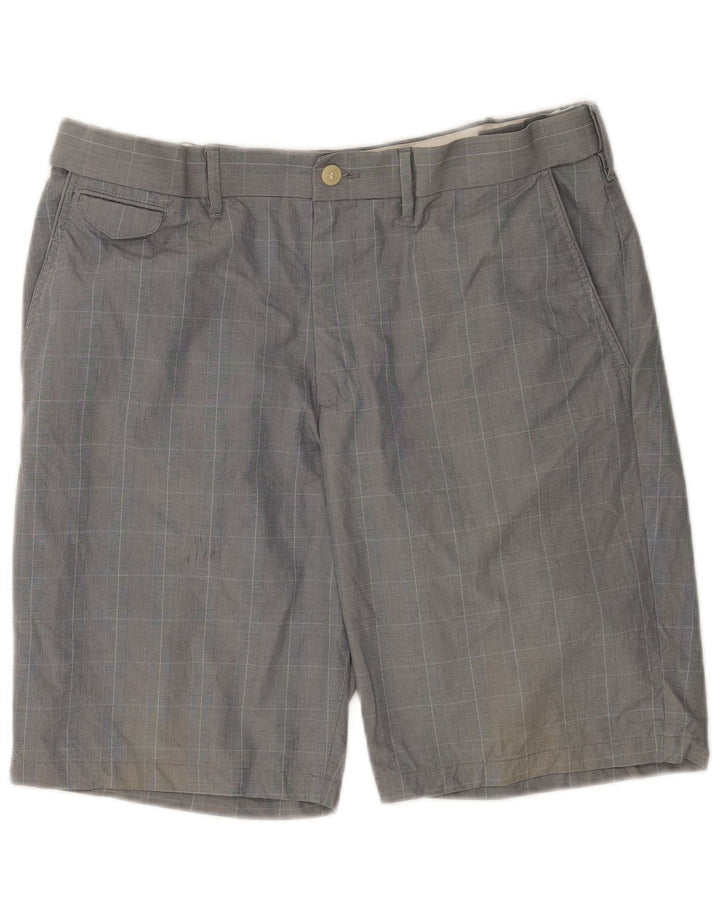 Pantaloncini chino da uomo Marks & Spencer W36 grande cotone a quadri grigi