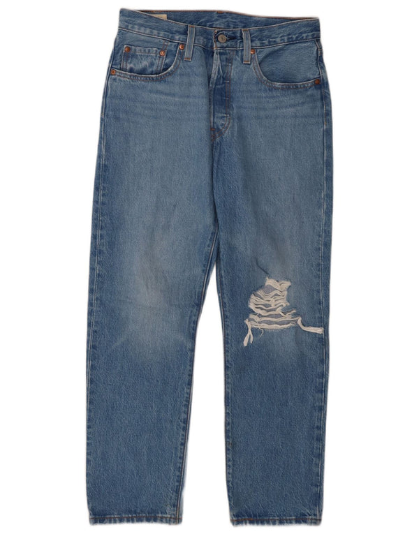 Levi's Womens 501 Distressed Straight Jeans W27 L26 Blue Cotton