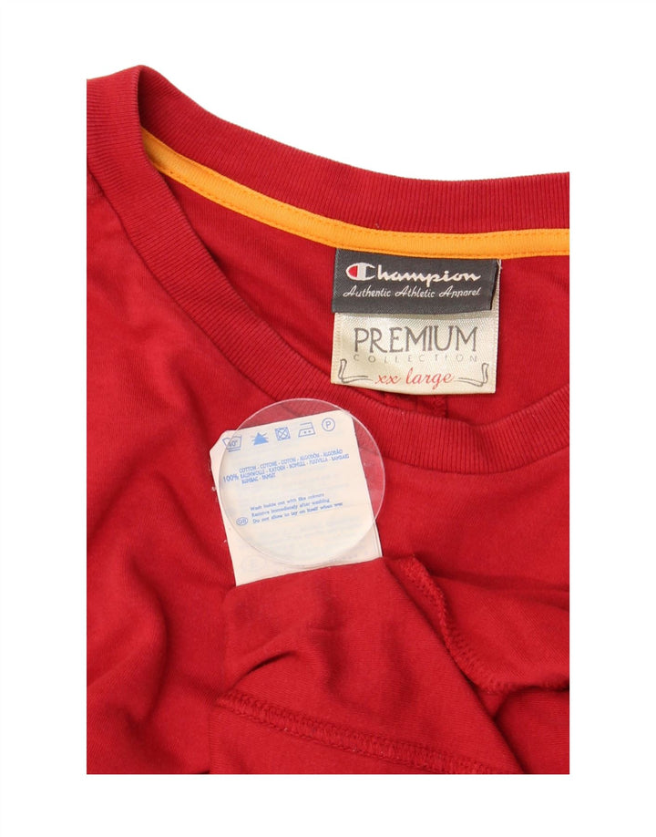 CHAMPION Mens Top Long Sleeve 2XL Red Cotton