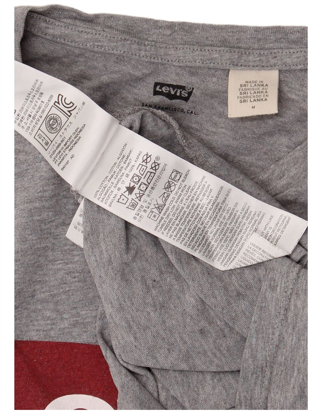 LEVI'S Mens Graphic T-Shirt Top Medium Grey Flecked Cotton