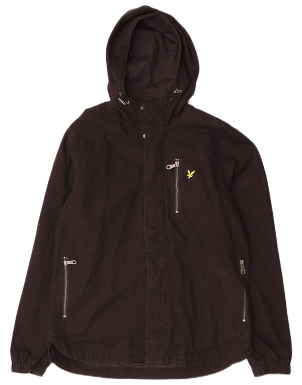 Lyle & Scott Herre Hooded Bomber Jacket UK 38 Medium Black Bomuld