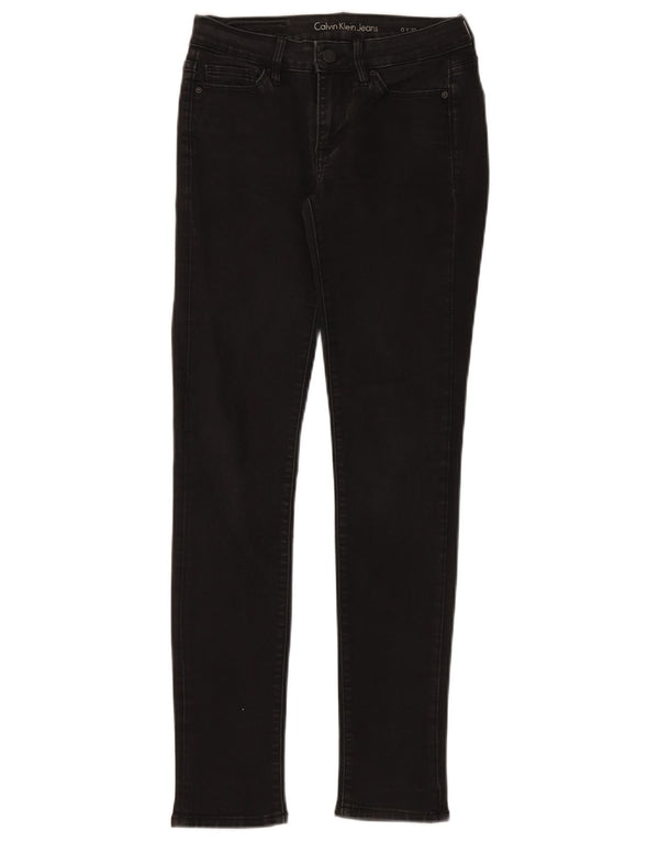 Calvin Klein Damen Skinny Jeans US 0 XS W26 L30 Schwarze Baumwolle