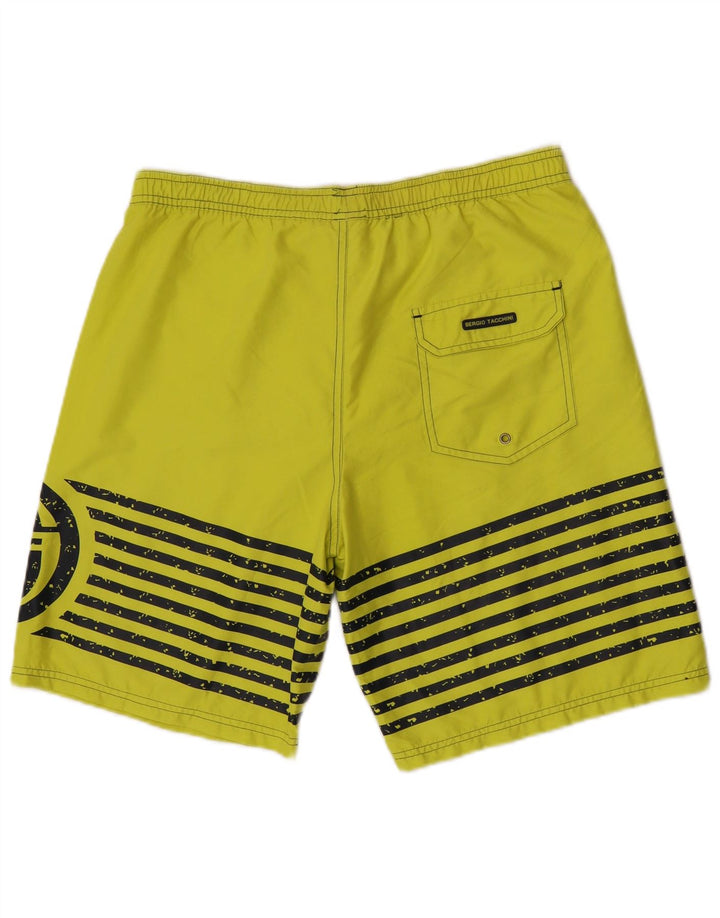 Sergio Tacchini Herre grafiske badeshorts store grønstribede polyester