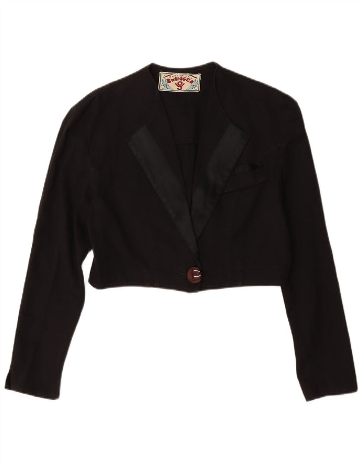 Swinger Womens Crop Bolero Jacket IT 42 Medium Black Cotton