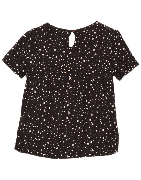 Superdry Damebluse Top UK 12 Medium Black Spotted Viscose