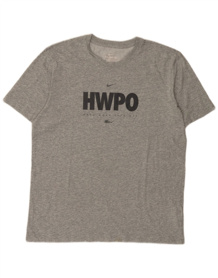 Nike Herren Dri Fit Graphic T-Shirt-Oberteil aus mittelgrau gefleckter Baumwolle