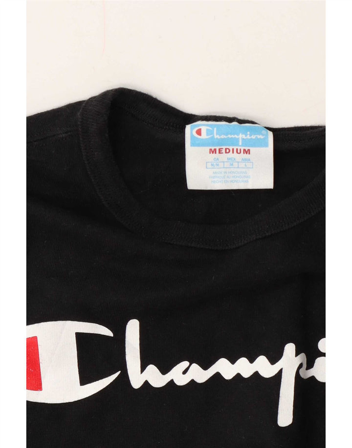 Champion Womens Graphic T-Shirt Top UK 14 Medium Black