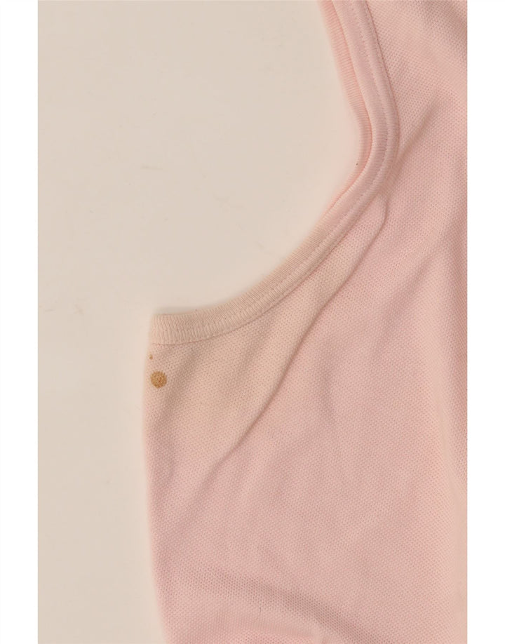 Lacoste Womens Crop Vest Top Size 44 Large Pink Cotton