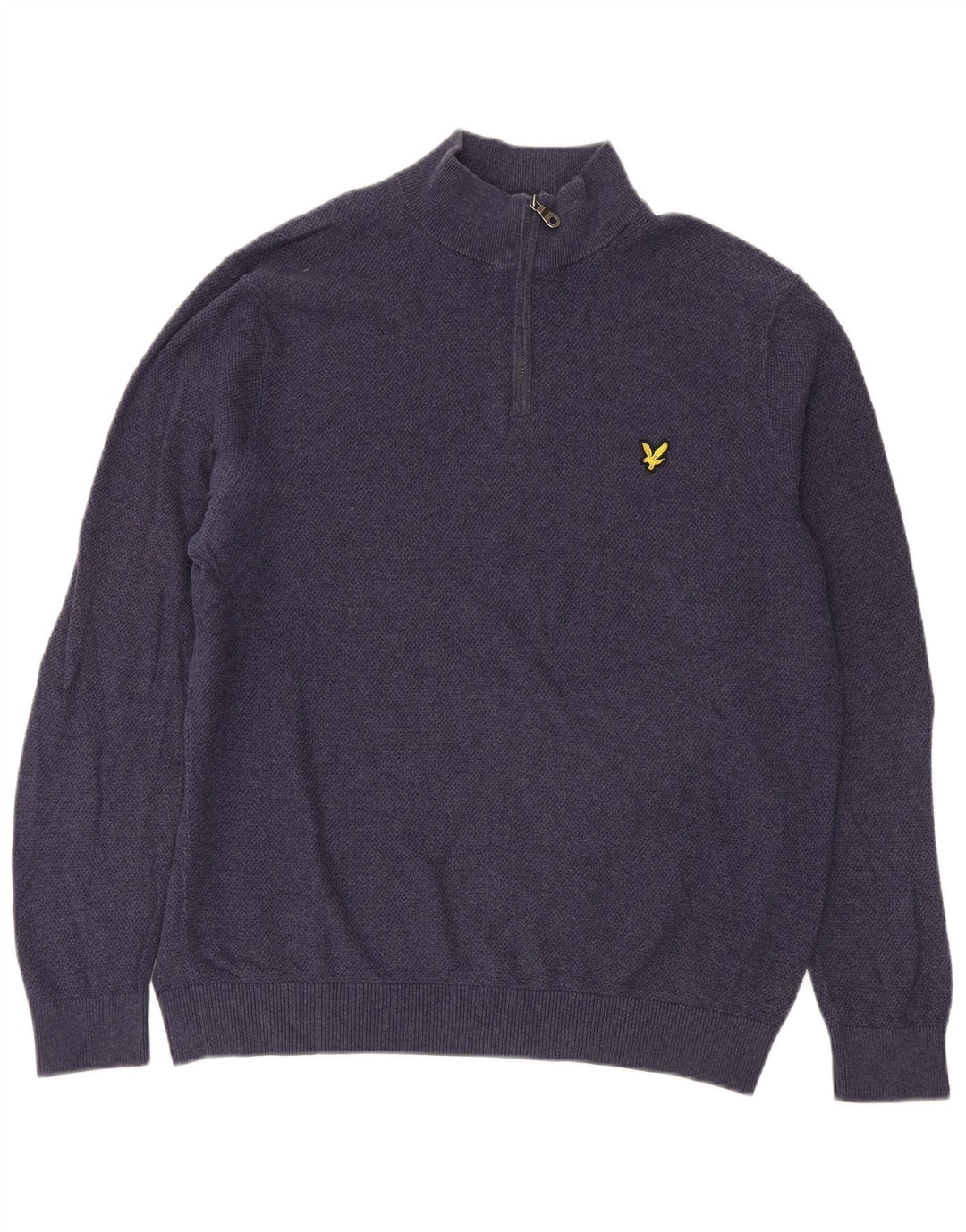 Lyle & Scott Mens Zip Neck Jumper Sweater Large Navy Blue Cotton