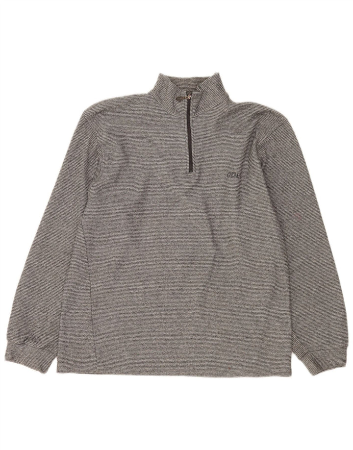 Odlo Mens Zip Neck Sweatshirt Jumper XL Grey Pinstripe