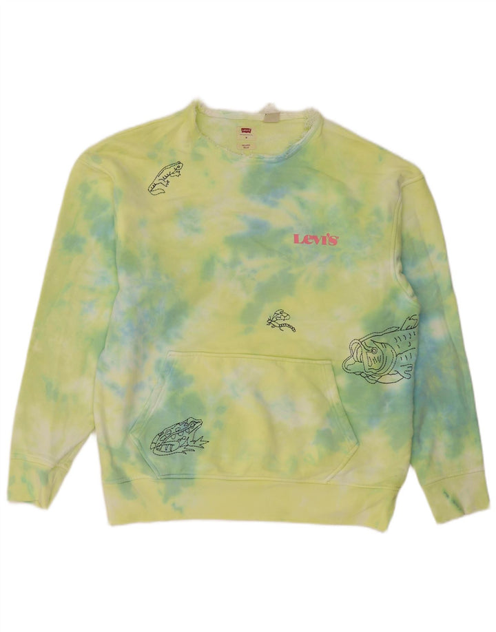 Levi's Mens Relaxed Graphic Sweatshirt Jumper Medium Green Tie Dye Cotton