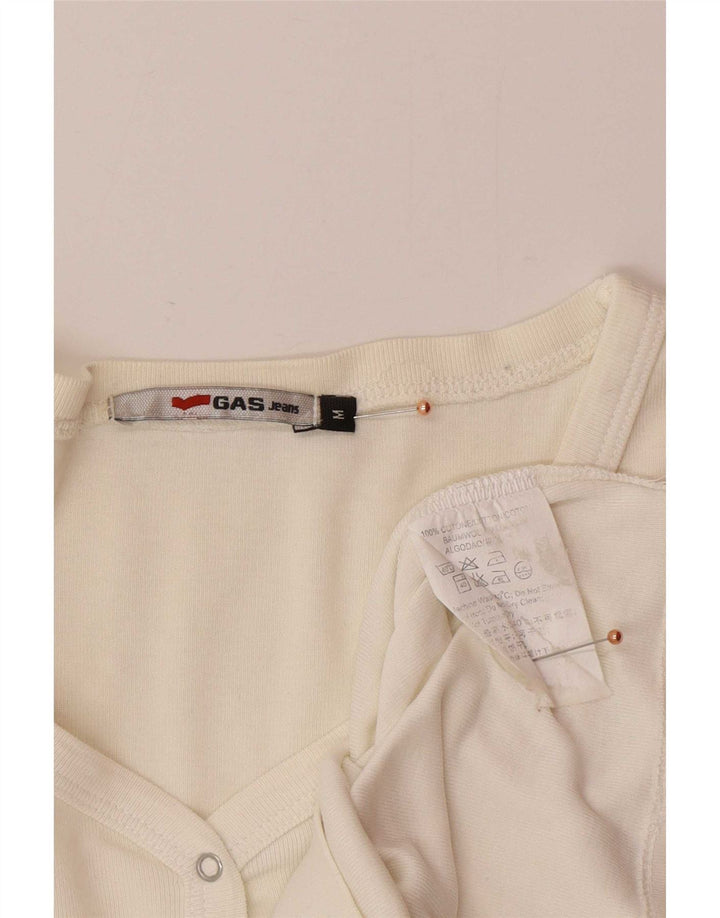 Gas Dame Top Langærmet UK 12 Medium Off White Bomuld