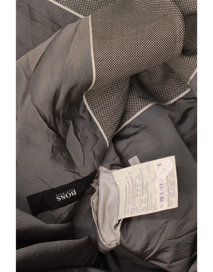 Giacca blazer da uomo a 3 bottoni Hugo Boss EU 50 grande lana grigia