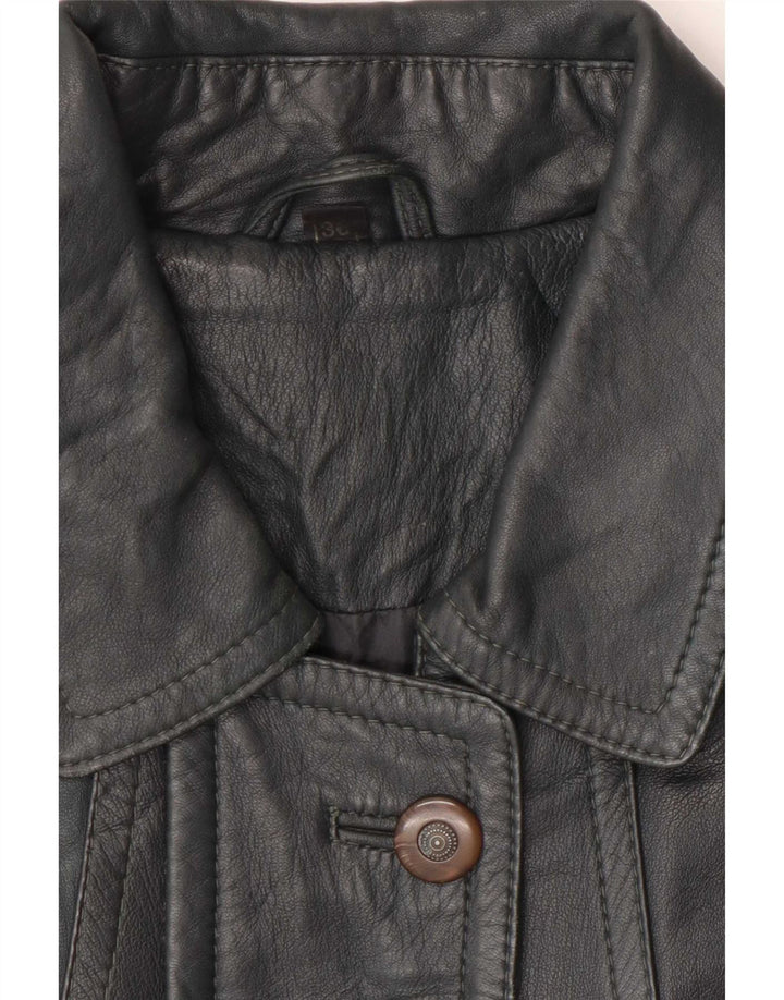 Palton din piele vintage pentru femei EU 38 gri mediu