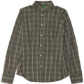 Benetton Womens Shirt UK 12 Medium Khaki Check Cotton