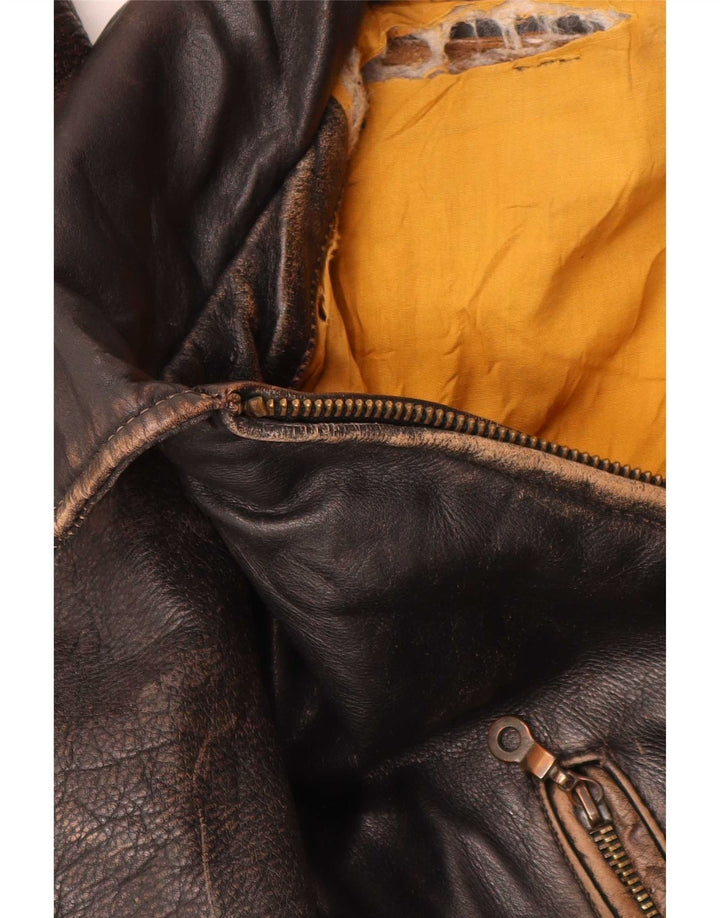 Vintage Mens Leather Jacket UK 44 2XL Brown