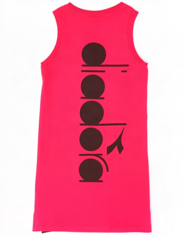 Diadora Ärmelloses T-Shirt-Kleid für Mädchen mit Grafik, 11–12 Jahre, rosa Farbblock