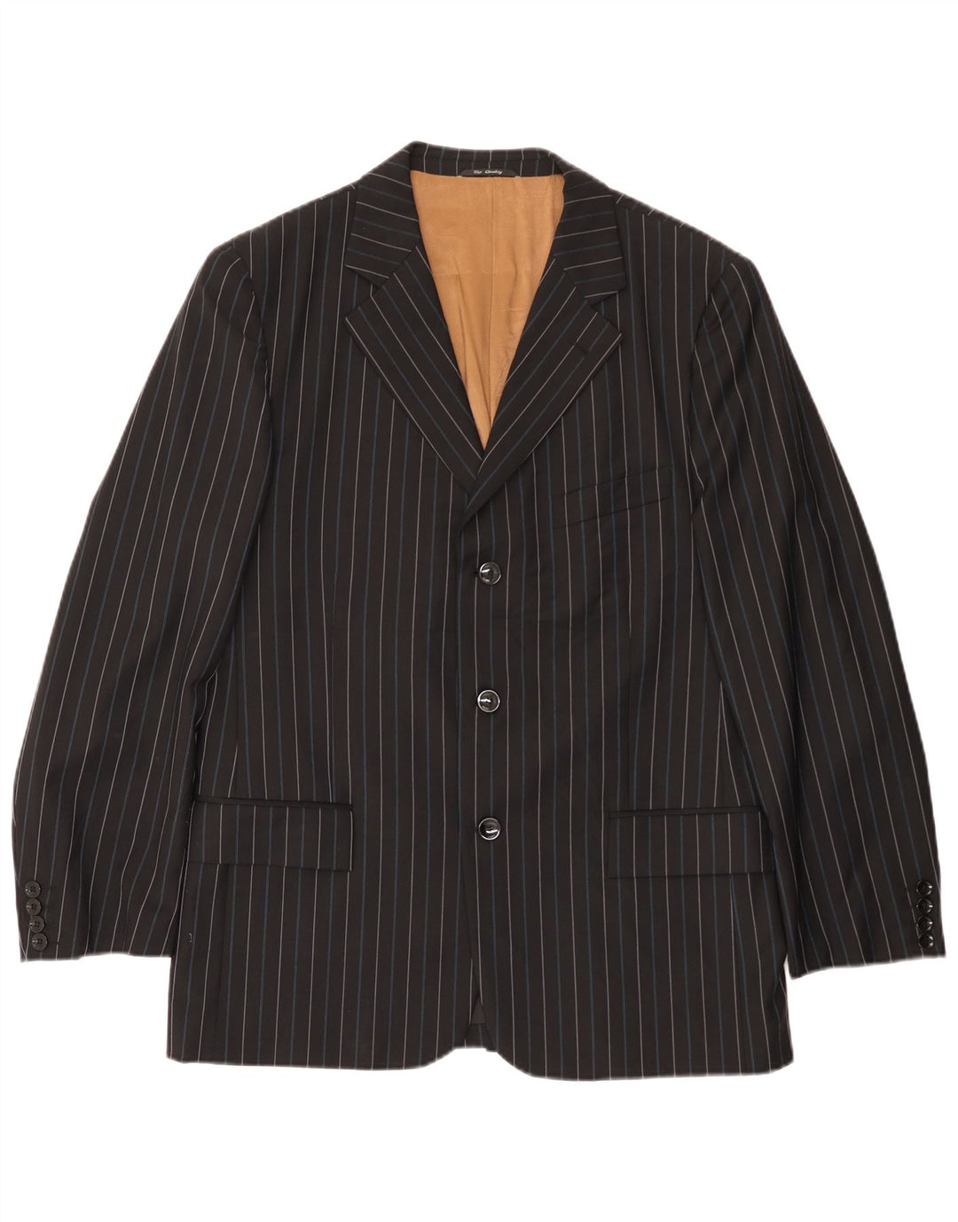 Jaqueta blazer masculina de 3 botões Peter & Sons IT 54 2XL lã listrada preta