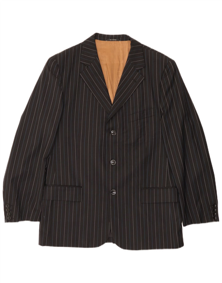 Jaqueta blazer masculina de 3 botões Peter & Sons IT 54 2XL lã listrada preta