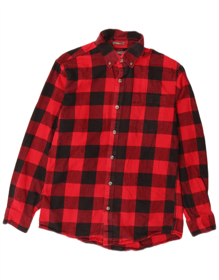 Eddie Bauer Mens Relaxed Fit Flannel Shirt Small Red Check Cotton