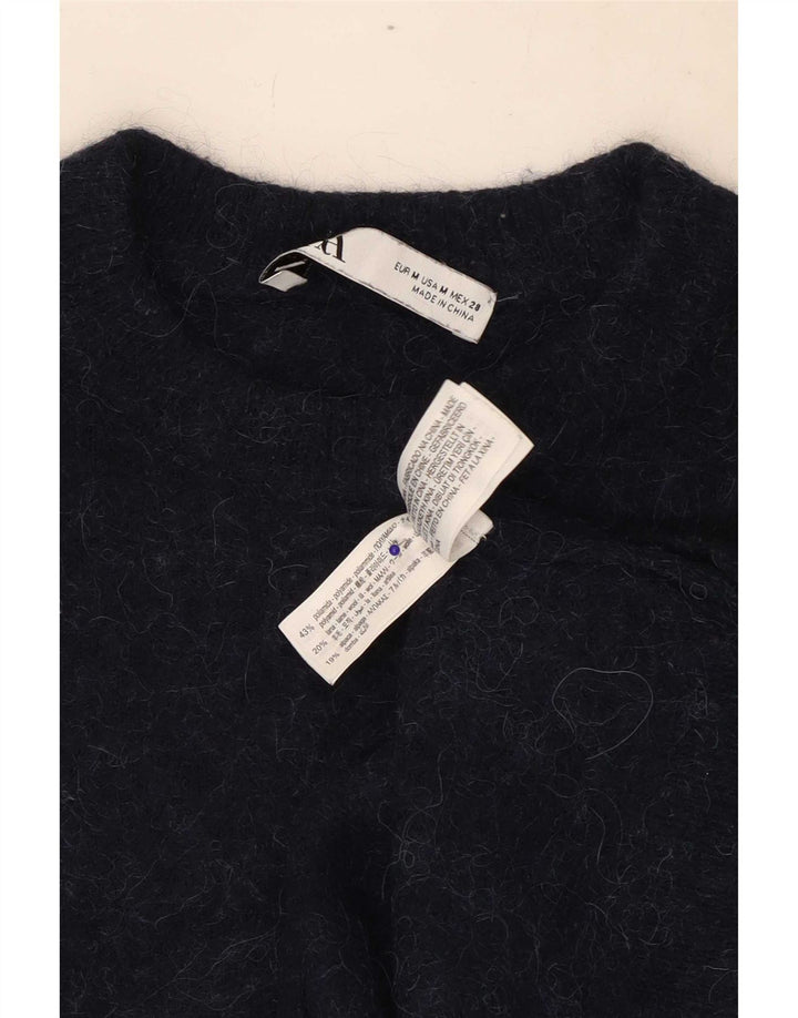 Maglione maglione girocollo da donna Zara UK 14 poliammide medio blu navy