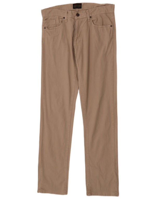 Zara Mens Straight Jeans EU 42 Grande W32 L34 Algodão Bege