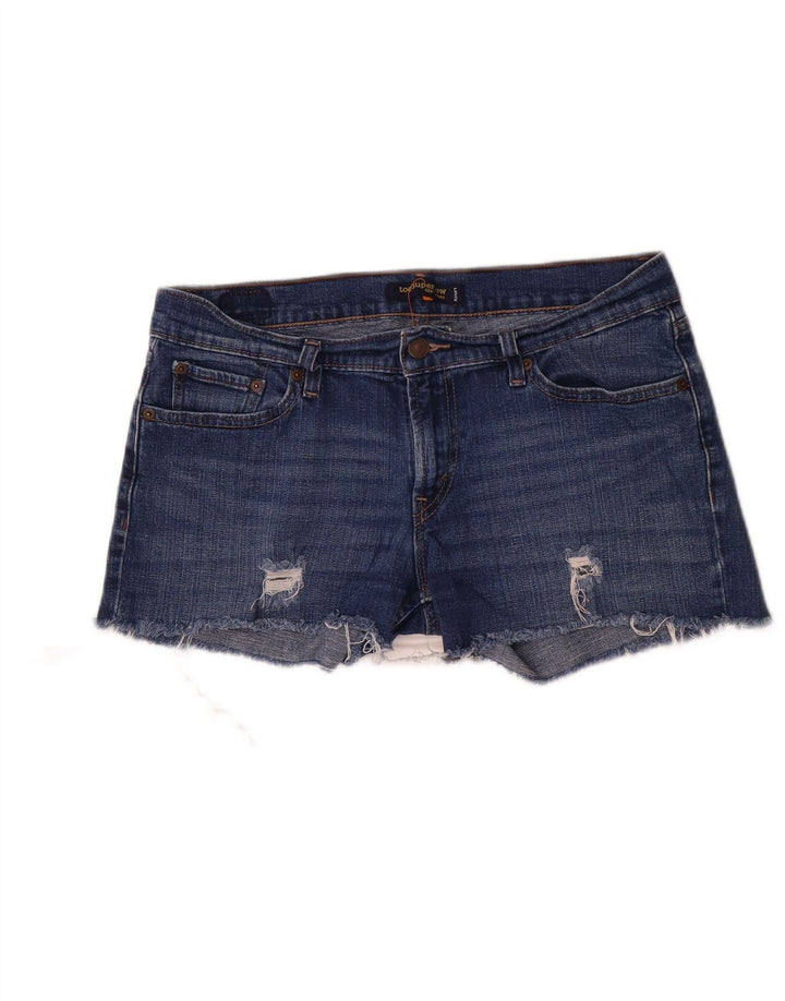 Levi's Womens 524 Distressed Super Low Denim Shorts US 11 Large W32 Blue