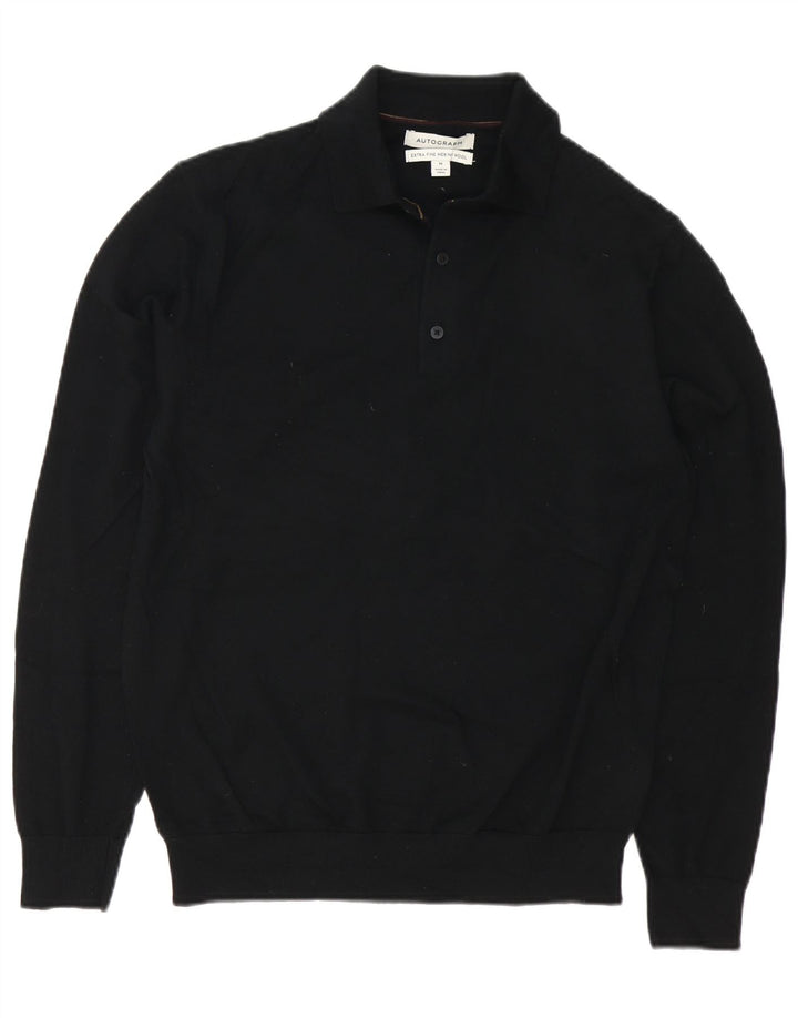 Marks & Spencer Mens Autograph Polo Neck Jumper Sweater Medium Black