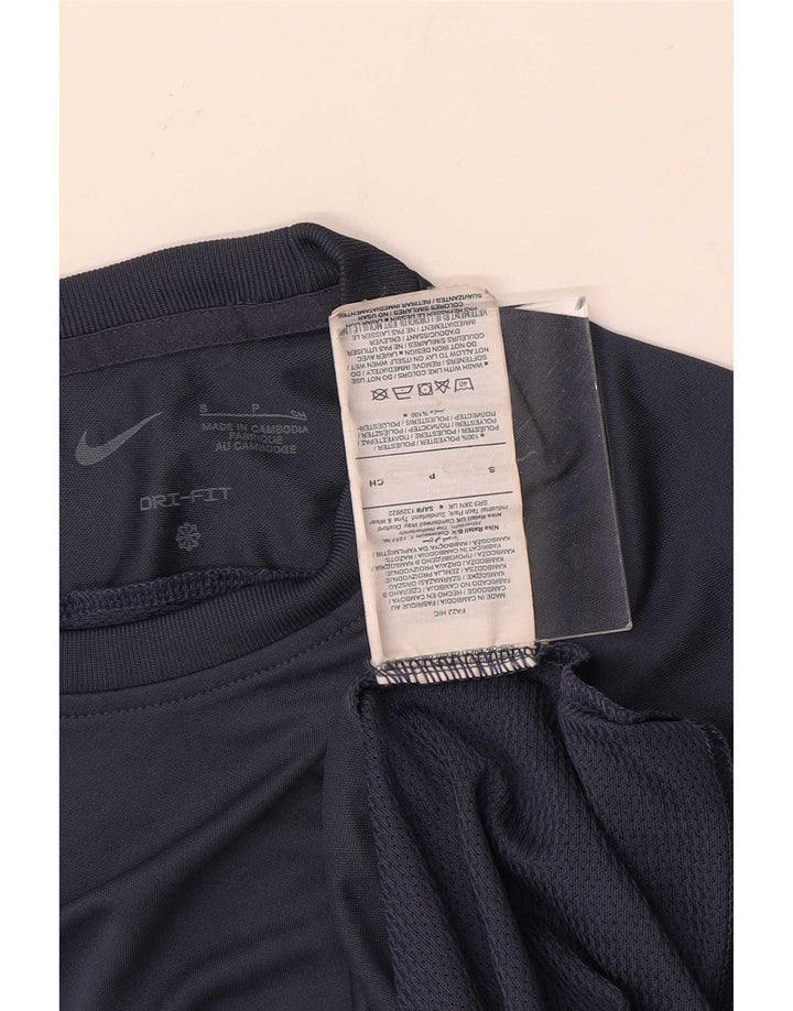 Nike Mens Dri Fit T-Shirt Top Small Navy Blue Colourblock Polyester