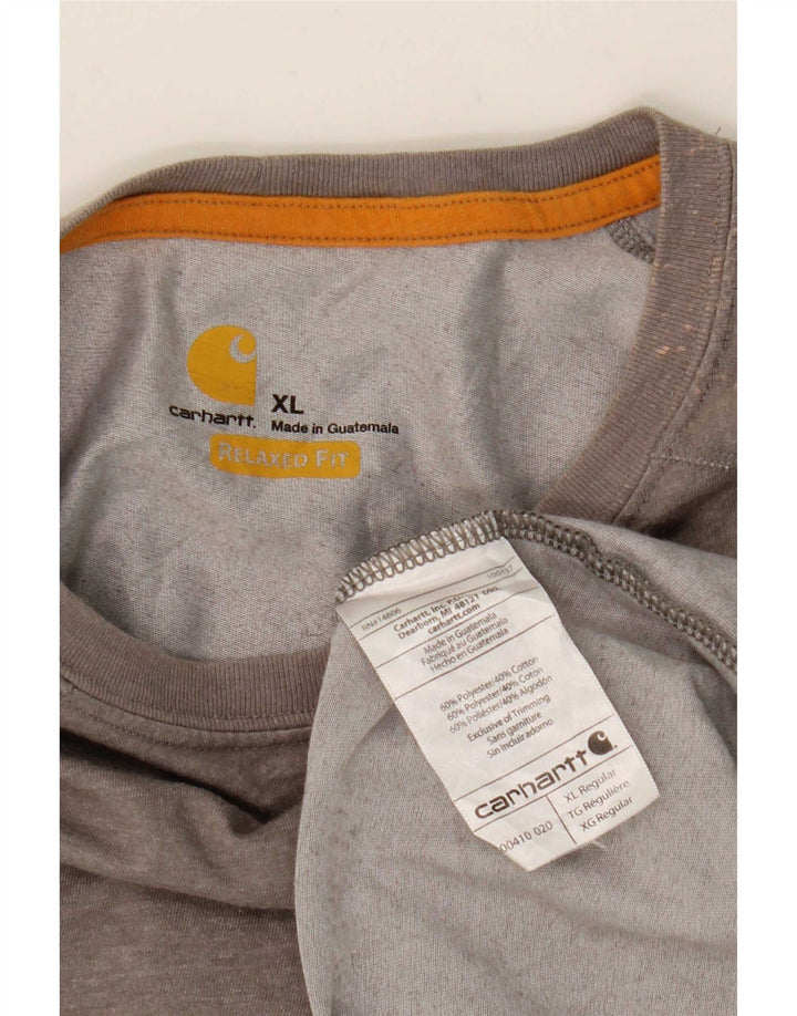 Carhartt Mens Relaxed Fit T-Shirt Top XL Grey Polyester