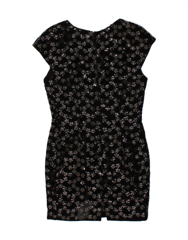 VINTAGE Womens Abstract Pattern Sheath Dress UK 10 Small Black Vintage Vintage and Second-Hand Vintage from Messina Hembry 