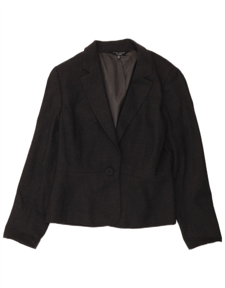 Laura Ashley Womens 1 Button Blazer Jacket UK 18 XL Grey Wool