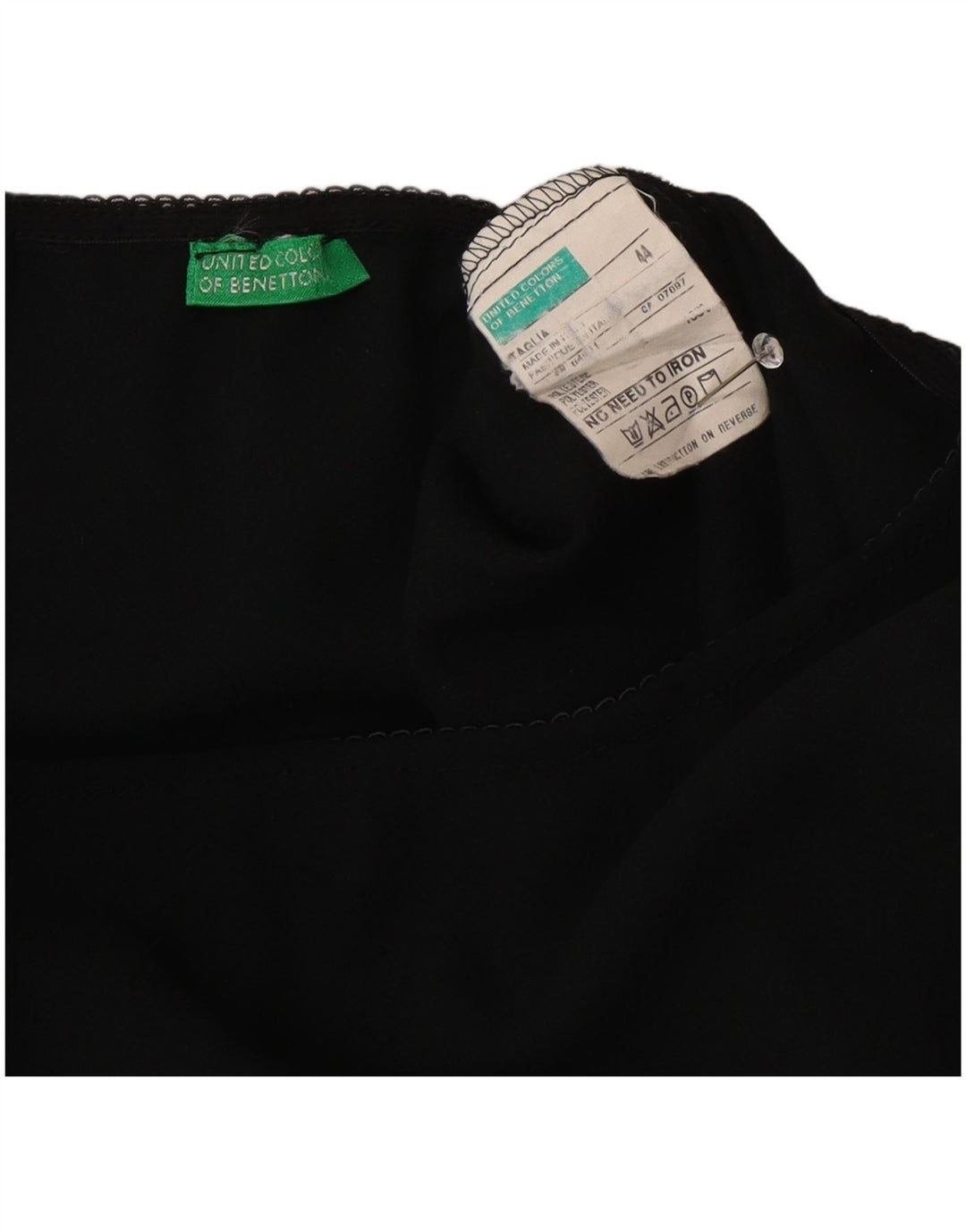 Benetton Dame Højtalje Maxi Nederdel IT 44 Medium W26 Sort Polyester
