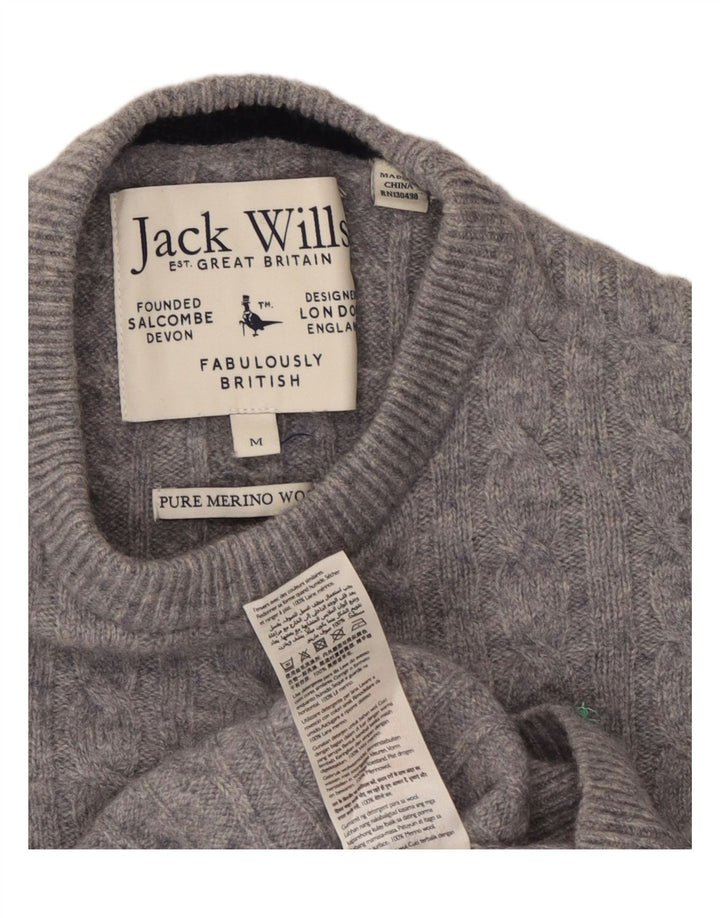 Jack Wills Damen-Pullover mit Rundhalsausschnitt, Gr. 14, mittelgrau gefleckte Wolle