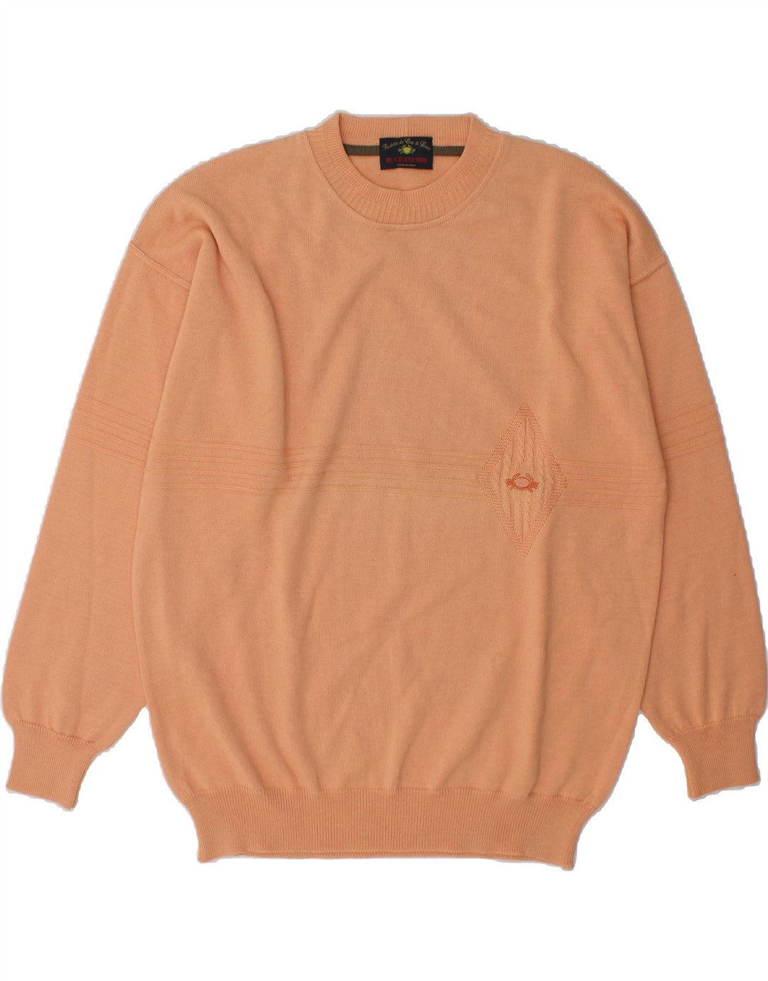 IL GRANCHIO Mens Crew Neck Jumper Sweater Large Orange Wool Vintage Il Granchio and Second-Hand Il Granchio from Messina Hembry 