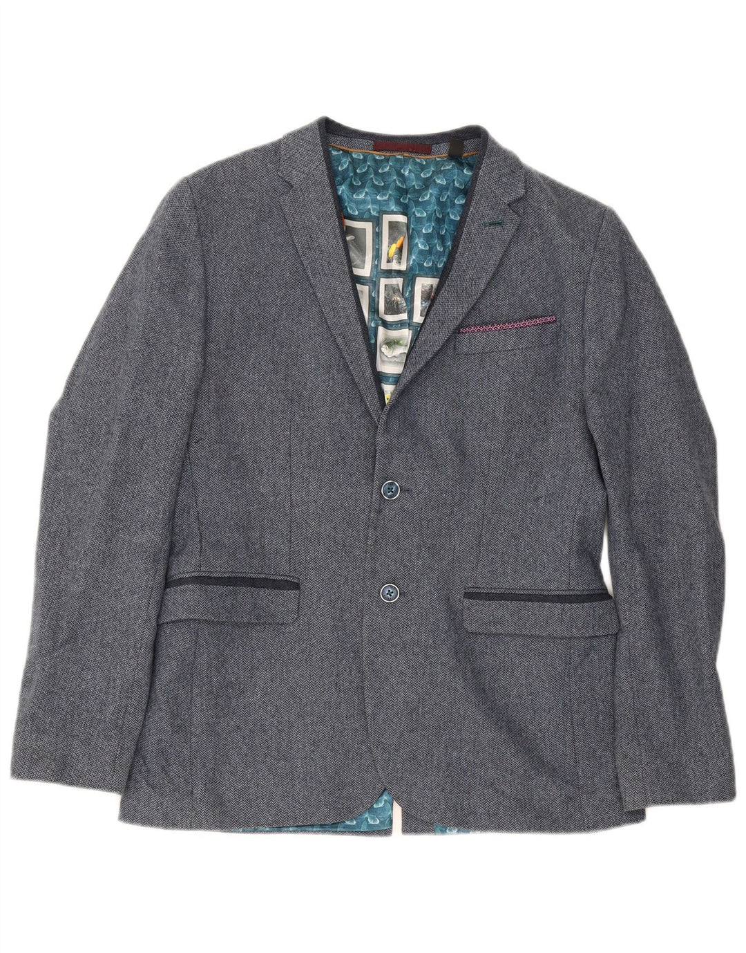 Ted Baker Veste blazer à 2 boutons pour homme Taille 4 Grand chevrons bleu marine